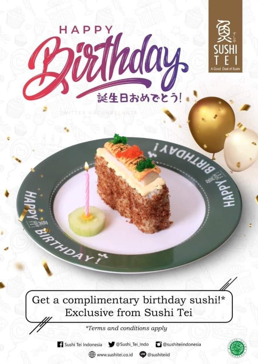 Sushi Tei Birthday Sushi Free